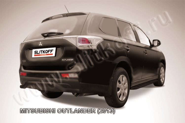 Защита заднего бампера d57 "волна" черная Mitsubishi Outlander (2012-2015)