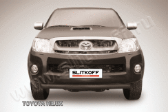 Защита переднего бампера d57 радиусная черная Toyota Hilux (2004-2011)