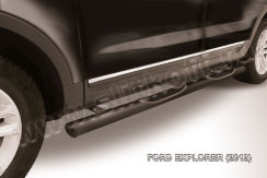 Защита порогов d76 с проступями черная Ford Explorer (2012)