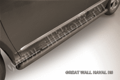 Защита порогов d57 труба со скосами 45 градусов завальцованные черная Haval H6 (2014-2020)