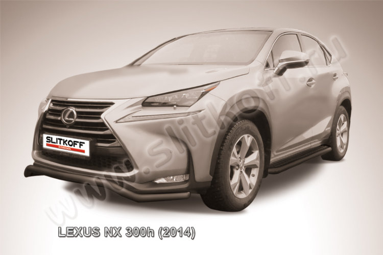 Защита переднего бампера d57 волна черная Lexus NX-300h (2014-2021)