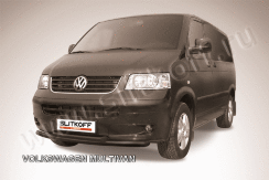 Защита переднего бампера d57+d57 двойная черная Volkswagen Multivan (2003-2015)