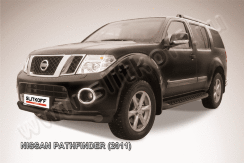 Защита переднего бампера d76 черная Nissan Pathfinder (2010-2014)