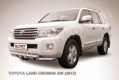 Защита переднего бампера d76+d76 двойная с профильной защитой картера Toyota Land Cruiser 200 (2012-2015)