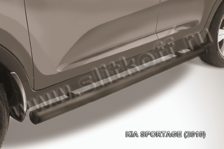 Защита порогов d76 труба черная Kia Sportage (2010-2016)