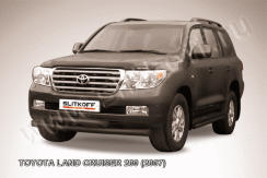 Защита переднего бампера d76+d57 двойная черная Toyota Land Cruiser 200 (2007)