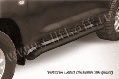 Защита порогов d76 с гибами черная Toyota Land Cruiser 200 (2007)