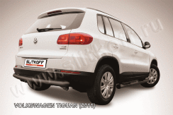 Защита заднего бампера d76 радиусная черная Volkswagen Tiguan (2011-2016)