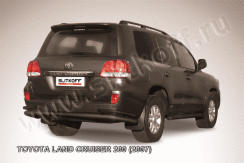 Защита заднего бампера d76+d42 двойная черная Toyota Land Cruiser 200 (2007-2012)