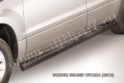 Защита порогов d76 с проступями черная Suzuki Grand Vitara (2012-2015)