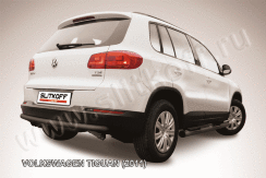 Защита заднего бампера d57 радиусная черная Volkswagen Tiguan (2011-2016)