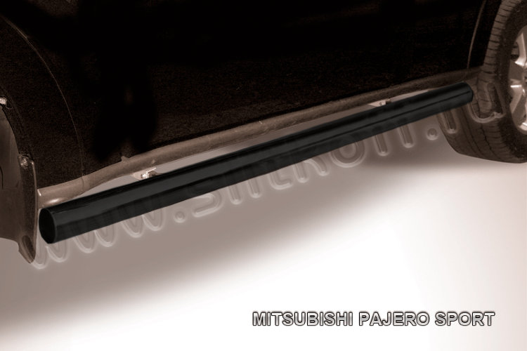 Защита порогов d76 труба черная Mitsubishi Pajero Sport (2004-2008)