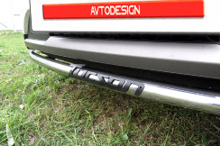 Защита переднего бампера d42 с надписью Hyundai Tucson 4WD (2015)