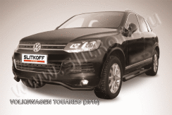 Защита переднего бампера d57 "волна" черная Volkswagen Touareg (2010-2014)