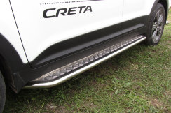 Защита порогов d42 с листом усиленная Hyundai CRETA 4WD 2016