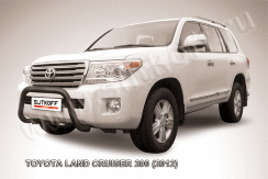 Кенгурятник d76 низкий мини черный Toyota Land Cruiser 200 (2012-2015)