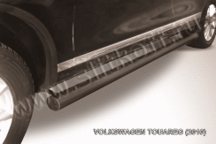 Защита порогов d76 труба черная Volkswagen Touareg (2010-2014)