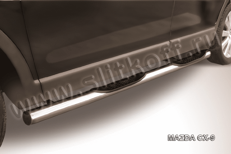 Защита порогов d76 с проступями Mazda CX-9 (2006-2012)