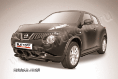 Защита переднего бампера d57 короткая черная Nissan Juke 4WD (2010-2014)