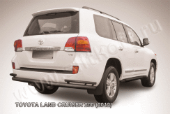 Защита заднего бампера d76+d42 двойная черная Toyota Land Cruiser 200 (2012-2015)