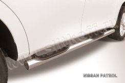 Защита порогов d76 с проступями Nissan Patrol (2010-2014)