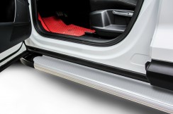 Пороги алюминиевые "Optima Silver" 1800 серебристые Hyundai Santa-Fe (2012-2018)