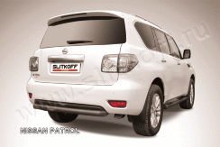 Защита заднего бампера d76 короткая черная Nissan Patrol (2010-2014)