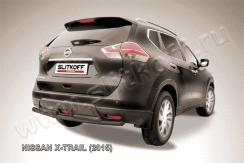 Защита заднего бампера d57+d57 двойная черная Nissan X-Trail (2013-2022)
