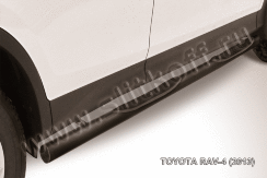 Защита порогов d76 с проступями черная Toyota Rav-4 (2012-2015)