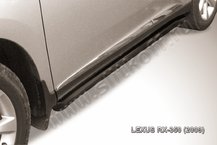 Защита порогов d57 труба с гибами черная Lexus RX-350 (2008-2012)