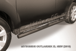 Защита порогов d76 с проступями черная Mitsubishi Outlander XL (2009-2013)