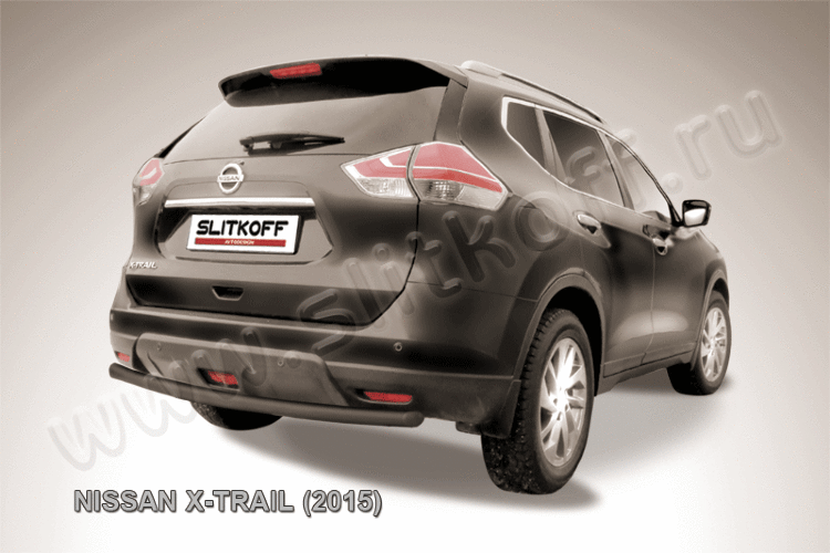 Защита заднего бампера d57 черная Nissan X-Trail (2013-2022)