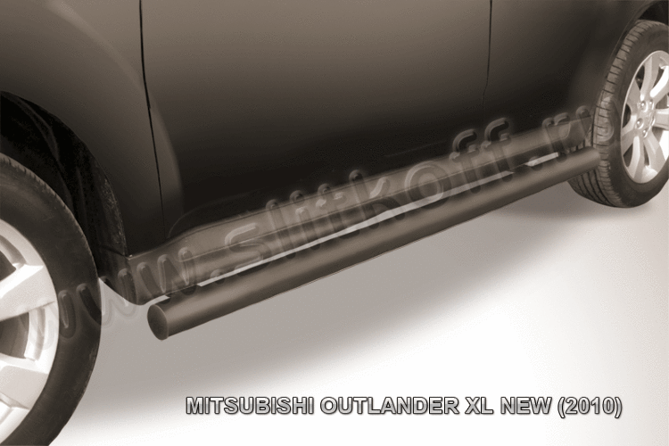 Защита порогов d76 труба черная Mitsubishi Outlander XL (рестайлинг 2010)
