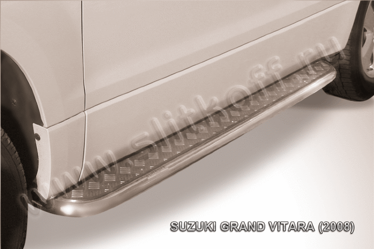 Защита порогов d42 с листом Suzuki Grand Vitara 3 doors (2008-2012)