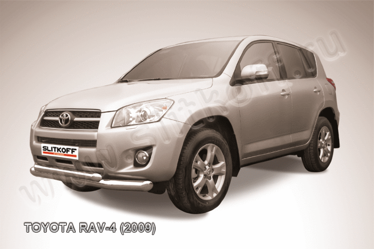 Защита переднего бампера d76+d57 двойная Toyota Rav-4 (2009-2010)