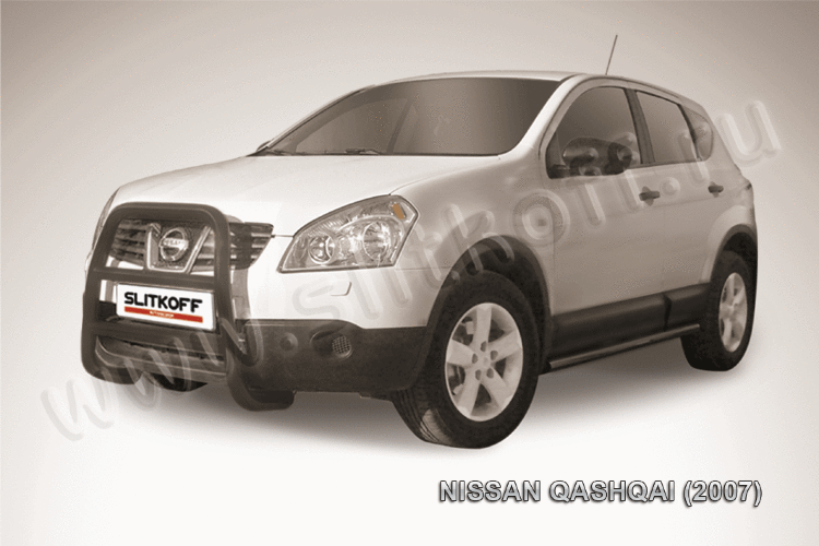 Кенгурятник d57 высокий черный Nissan Qashqai (2006-2010)