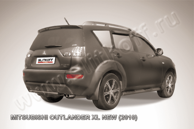 Защита заднего бампера d57 черная Mitsubishi Outlander XL (2009-2013)