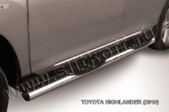Защита порогов d76 с проступями Toyota Highlander (2010-2013)