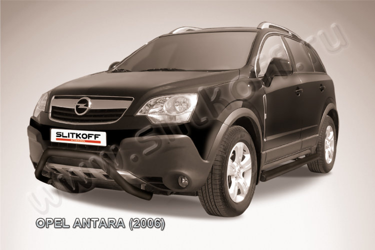 Кенгурятник d57 низкий "мини" черный Opel Antara (2006-2011)