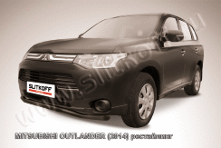 Защита переднего бампера d57 волна черная Mitsubishi Outlander (2014-2015)