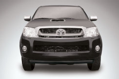 Защита переднего бампера d76 радиусная черная Toyota Hilux (2011-2015)