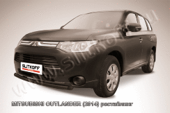 Защита переднего бампера d57 короткая черная Mitsubishi Outlander (2014)