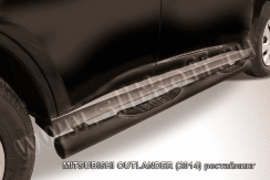 Защита порогов d76 с проступями черная Mitsubishi Outlander (2014)