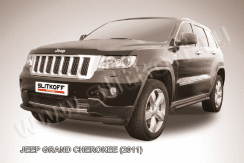 Защита переднего бампера d57 радиусная черная Jeep Grand Cherokee (2010-2013)