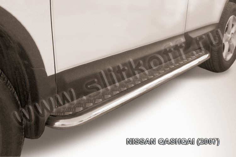 Защита порогов d57 с листом Nissan Qashqai (2006-2010)