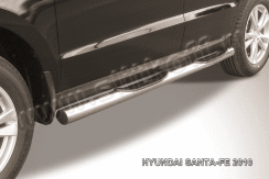 Защита порогов d76 с проступями Hyundai Santa Fe (2010)