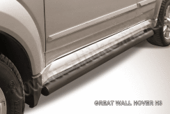 Защита порогов d76 труба черная Great Wall Hover H3 (2010-2015)