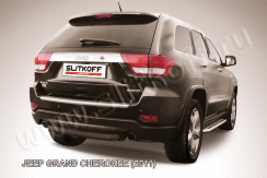 Защита заднего бампера d76 короткая черная Jeep Grand Cherokee (2010-2013)