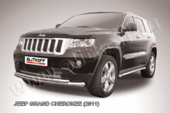 Защита переднего бампера d76+d57 двойная радиусная Jeep Grand Cherokee (2010-2013)
