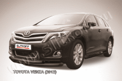 Защита переднего бампера d76+d57 двойная черная Toyota Venza (2012-2017)